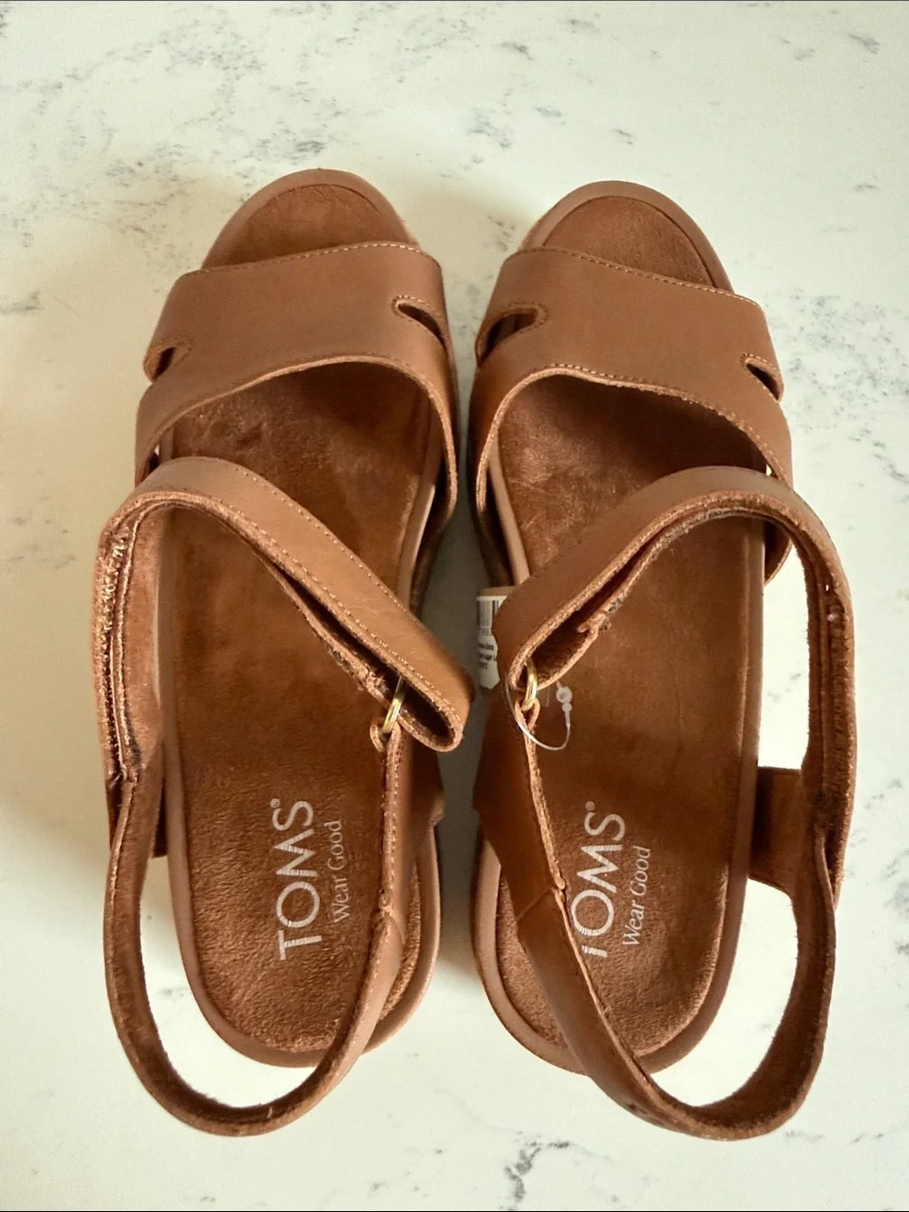 Toms Alana Open Toe Wedge Sandals Color Brown Womens size 9 NWT